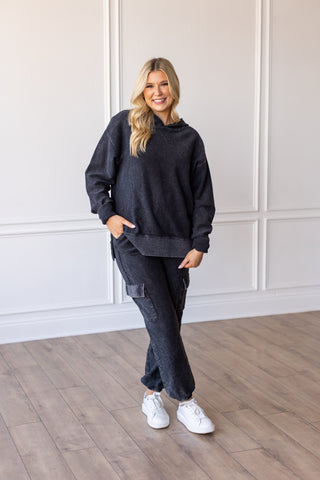 CORDED JOGGER - WASHED BLACK - INSTOCK